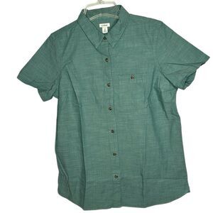 L.L. Bean Green Cotton Short Sleeve Button Down Shirt. Size Medium. NWT